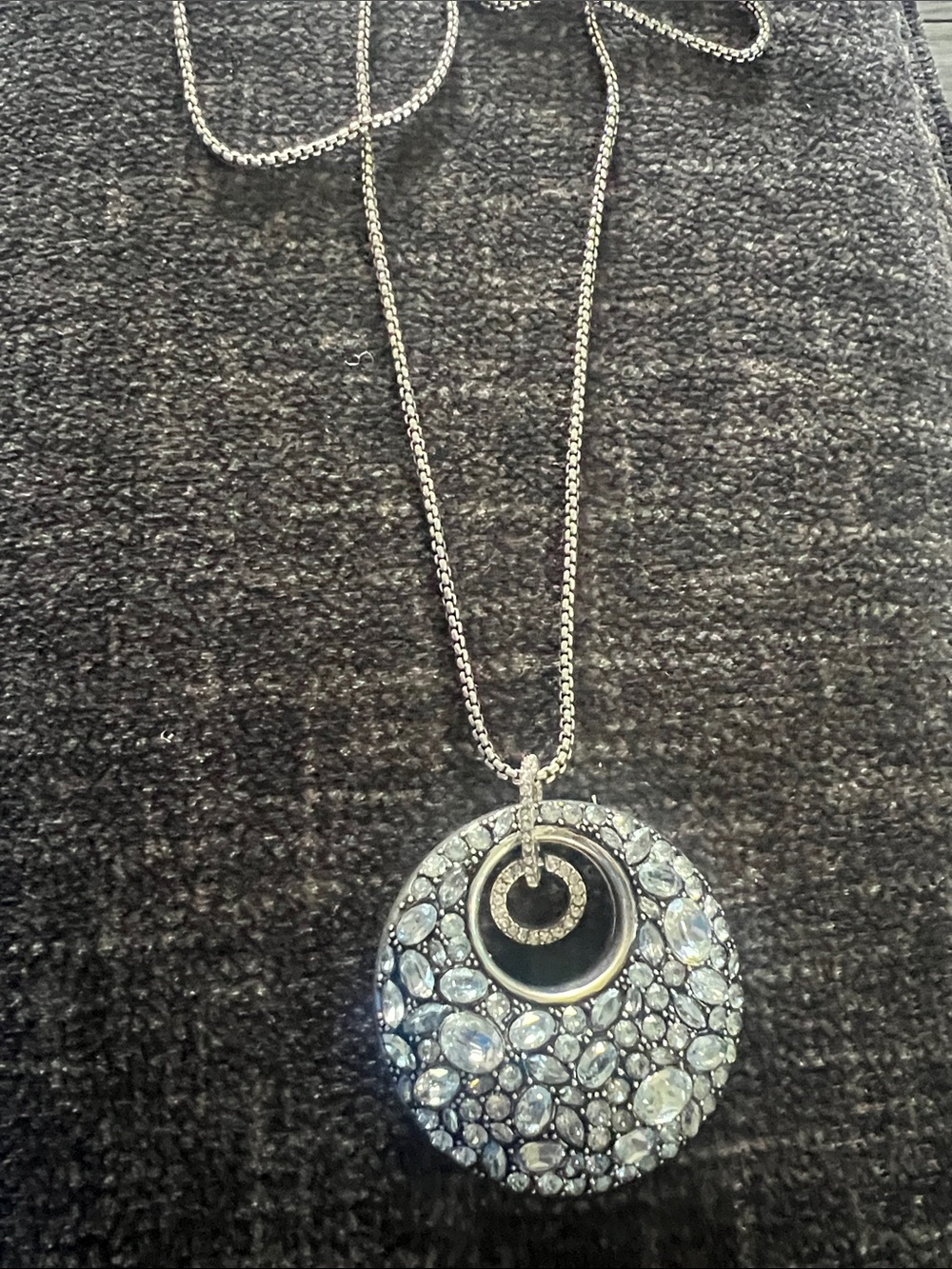 Brighton Silver-Tone Crystal Double-Circle Pendant Necklace
